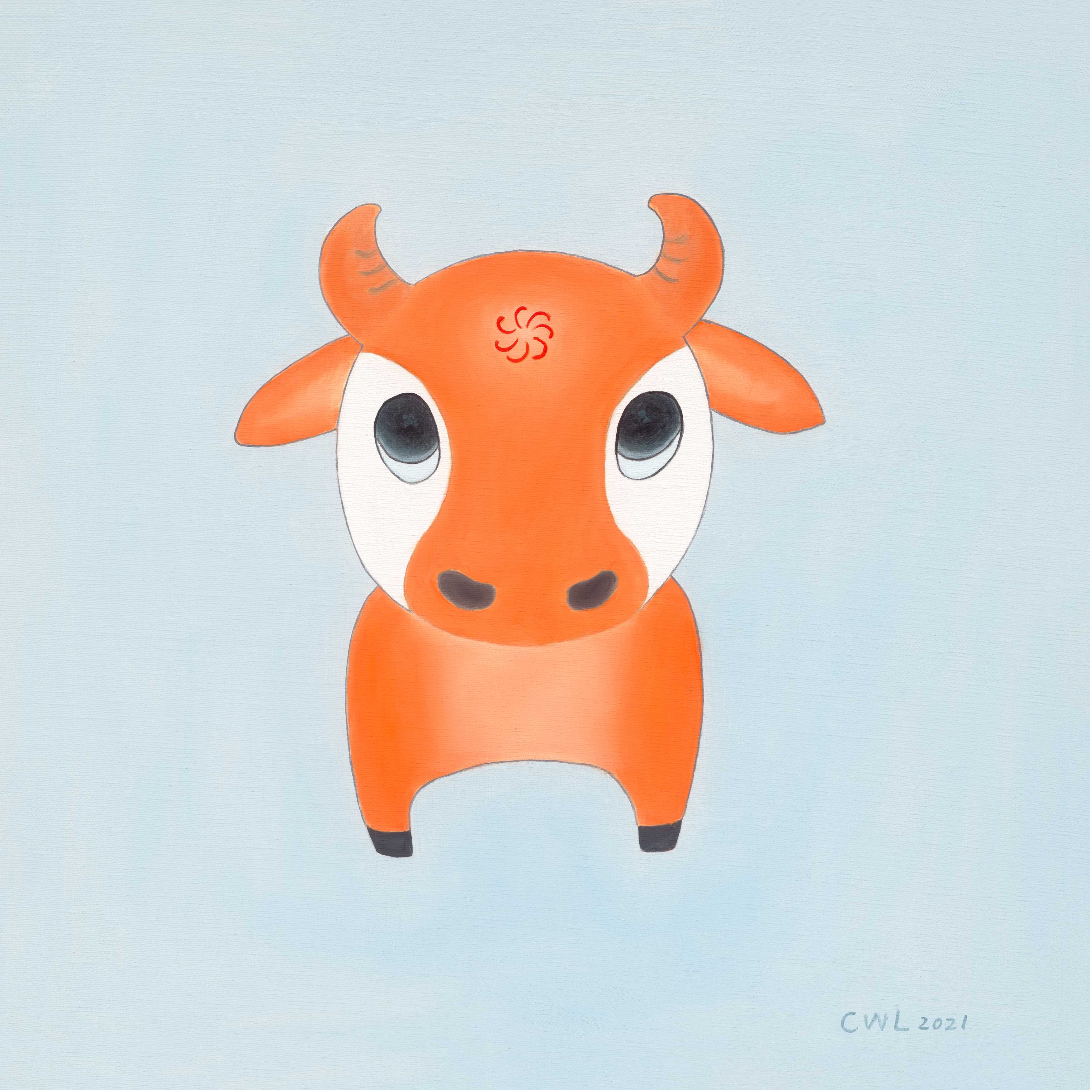 牛牛布面油画50X50cm2021