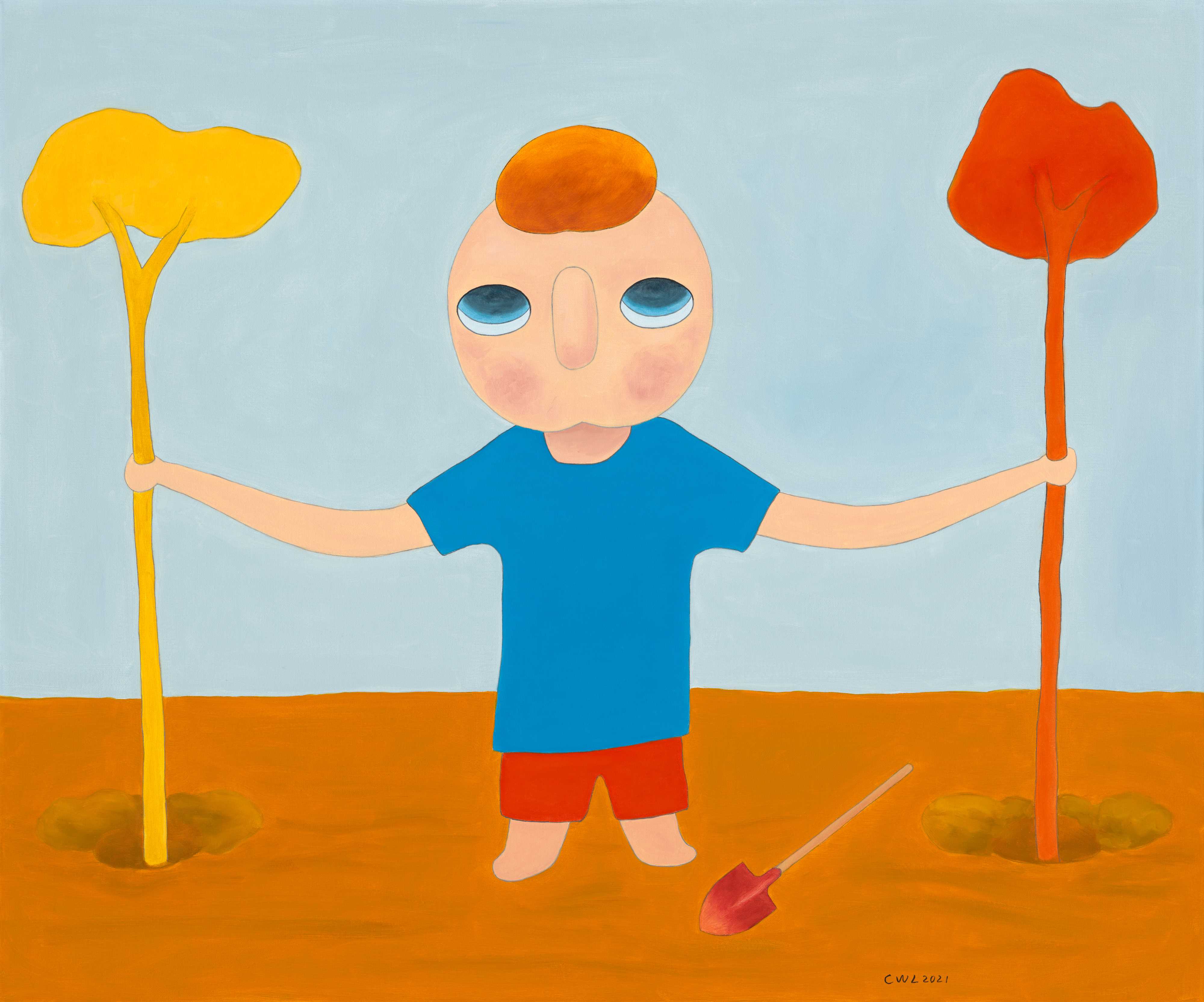 植树节布面油画100x120cm2021