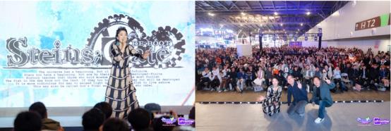 A person singing on stage with a crowd watching
Description automatically generated