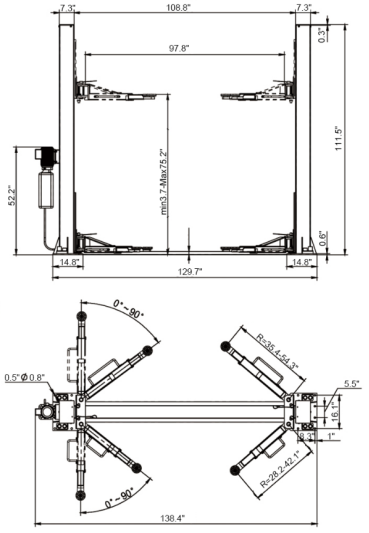QJY4.0-D-MANUALTWOSIDERELEASELIFTQJY4.0-D尺寸圖-MANUALTWOSIDERELEASELIFTQJY4.0-D尺寸圖英寸