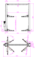 QJY4.0-D1-cleanfloortwopostliftwithmanualtwosidereleaseQJY4.0-D1尺寸圖-cleanfloortwopostliftwithmanualtwosidereleaseQJY4.0-D1尺寸圖1