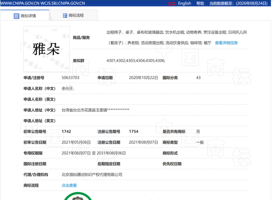 第50XXXXXX号雅朵商标详情