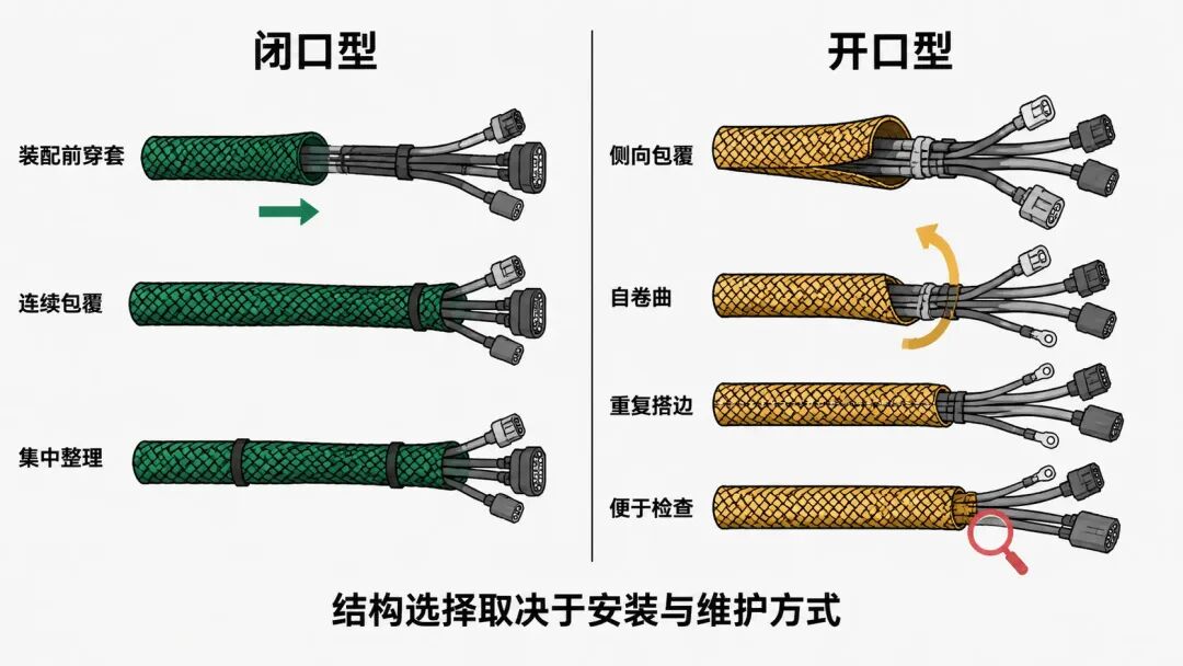 闭口型与开口型编织套管的结构和应用比较