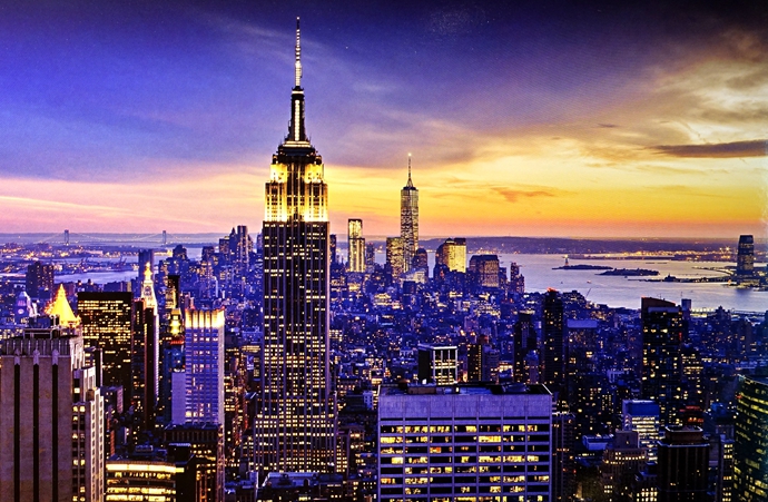 美国纽约曼哈顿夜景