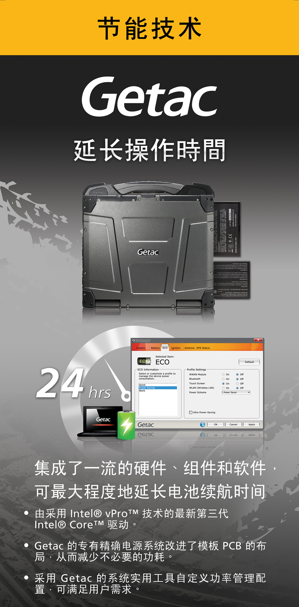 GGETAC 加固计算机 节能与续航技术