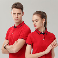 夏季定制员工工作服翻领t恤女polo衫印logo字刺绣服务员订做团队4