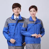 全工艺涤棉厚纱卡-春秋工作服-平湖工作服定制厂家