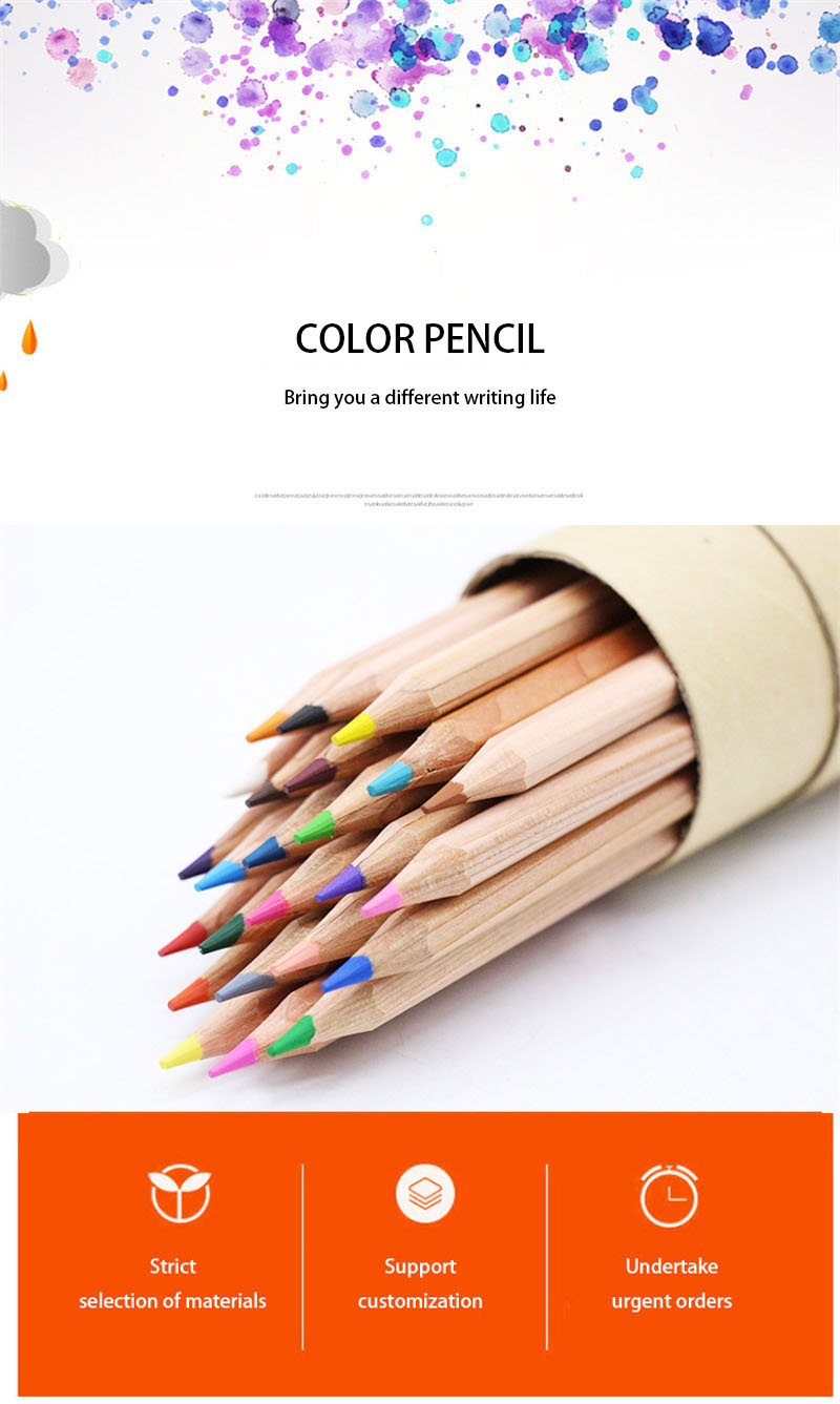 24 Colored Pencil Set Natural Texture Cedar Wooden Colour Pencils 6