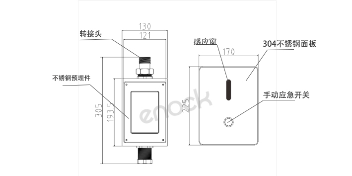 商场公厕手动自动冲洗阀部件名称图