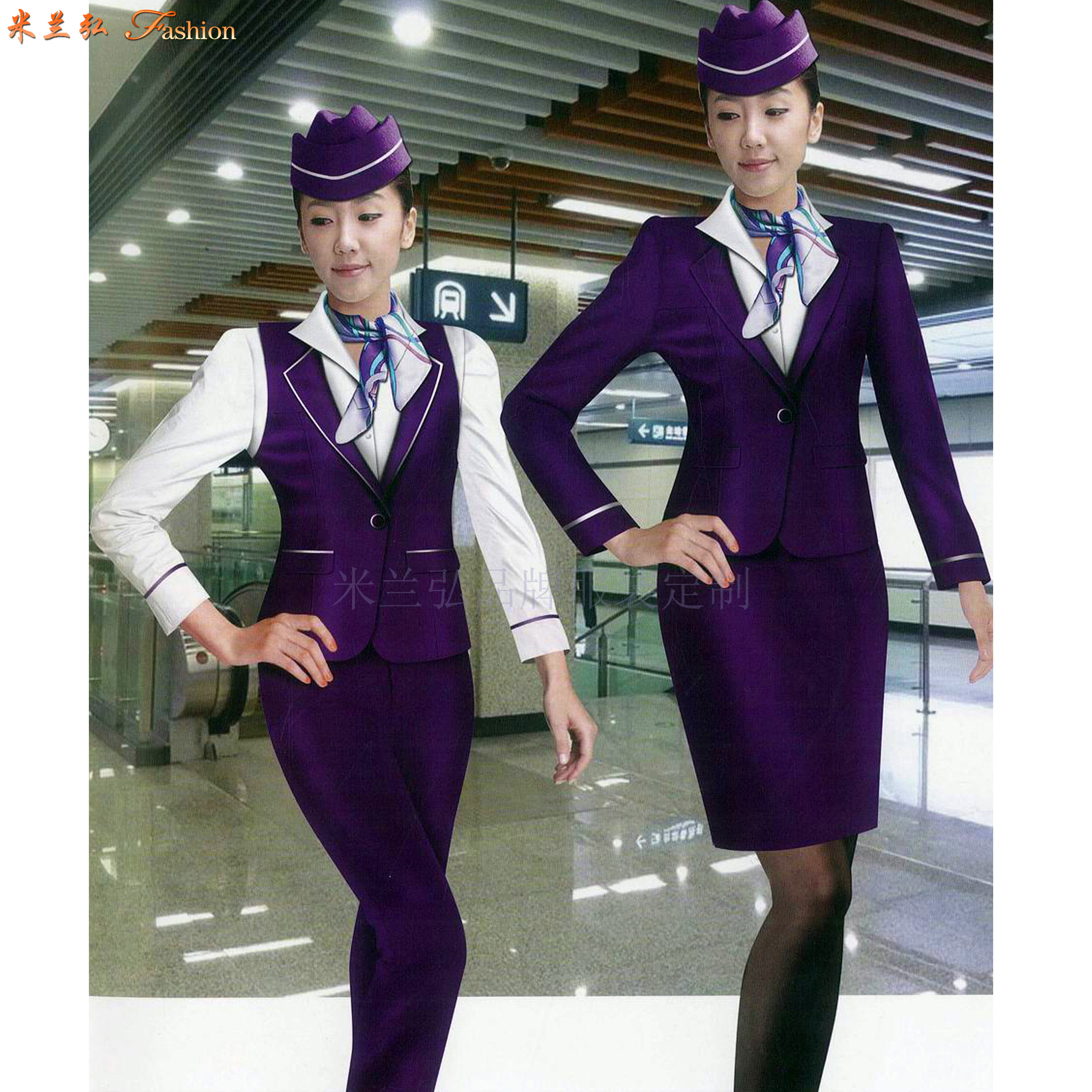 「空姐服原创设计制做」米兰弘品牌服装厂家直供优质空乘职业装-3
