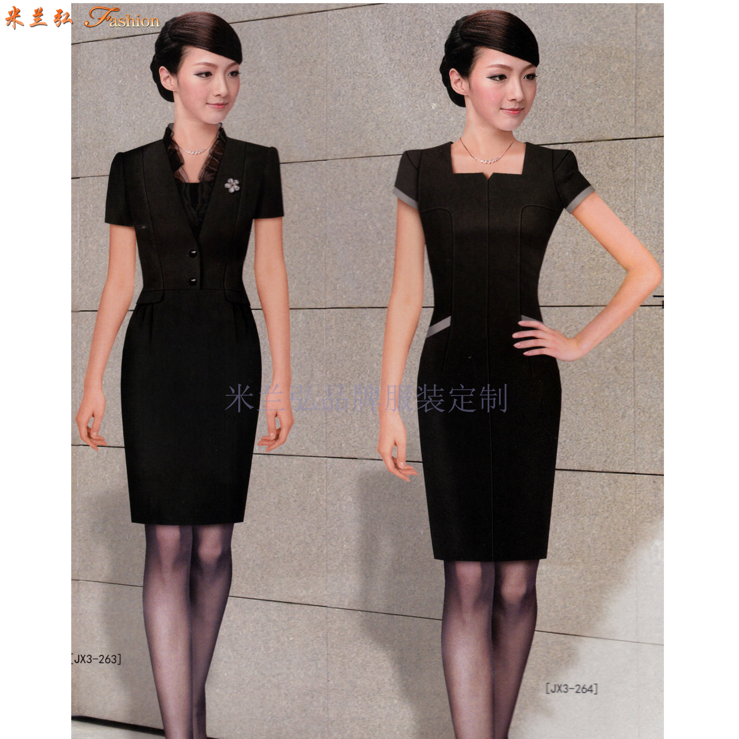 通勤连衣裙工作服订做_连衣裙搭配图片_米兰弘连衣裙款式👍-3