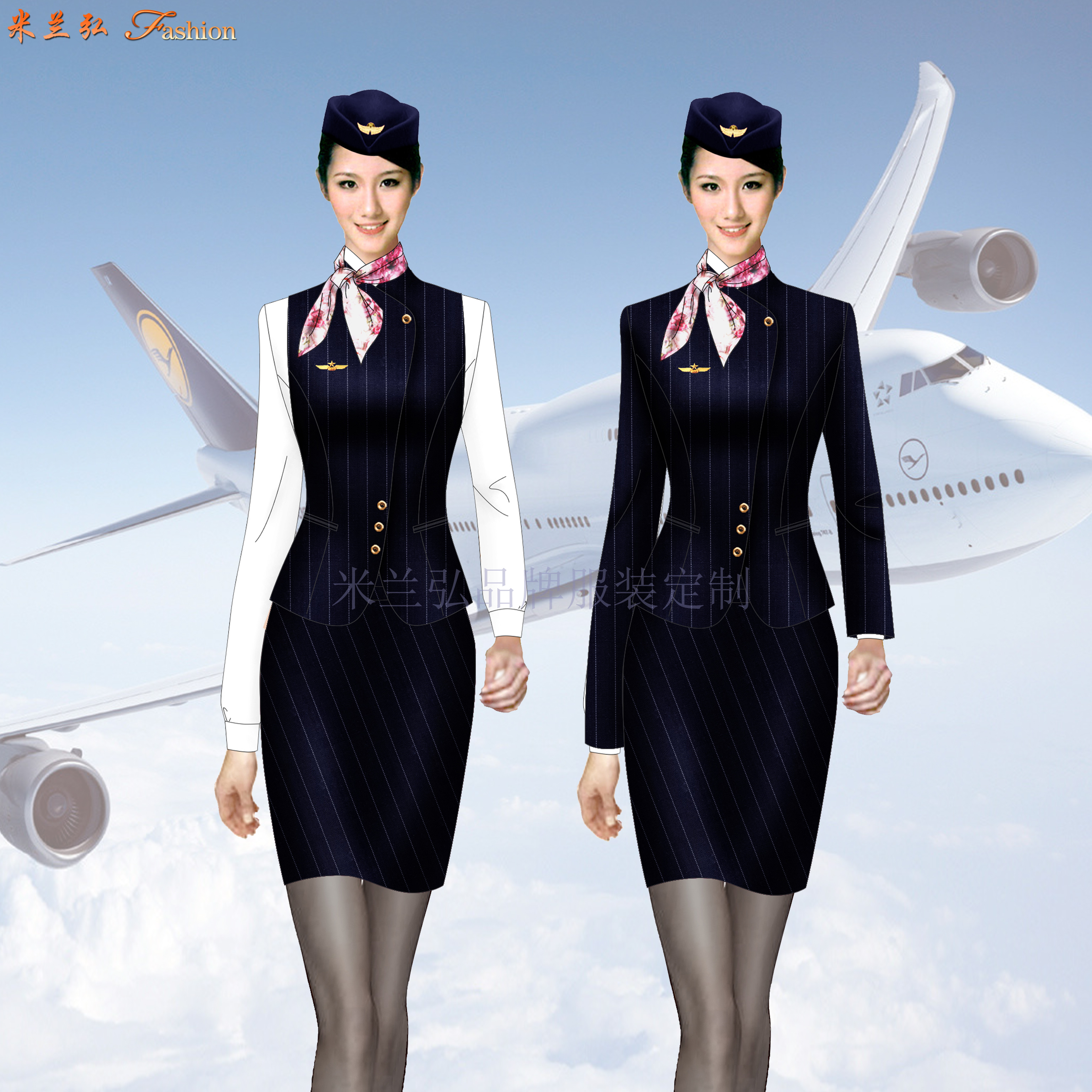江西空姐服定制-空乘人员服装图片-米兰弘服装-2