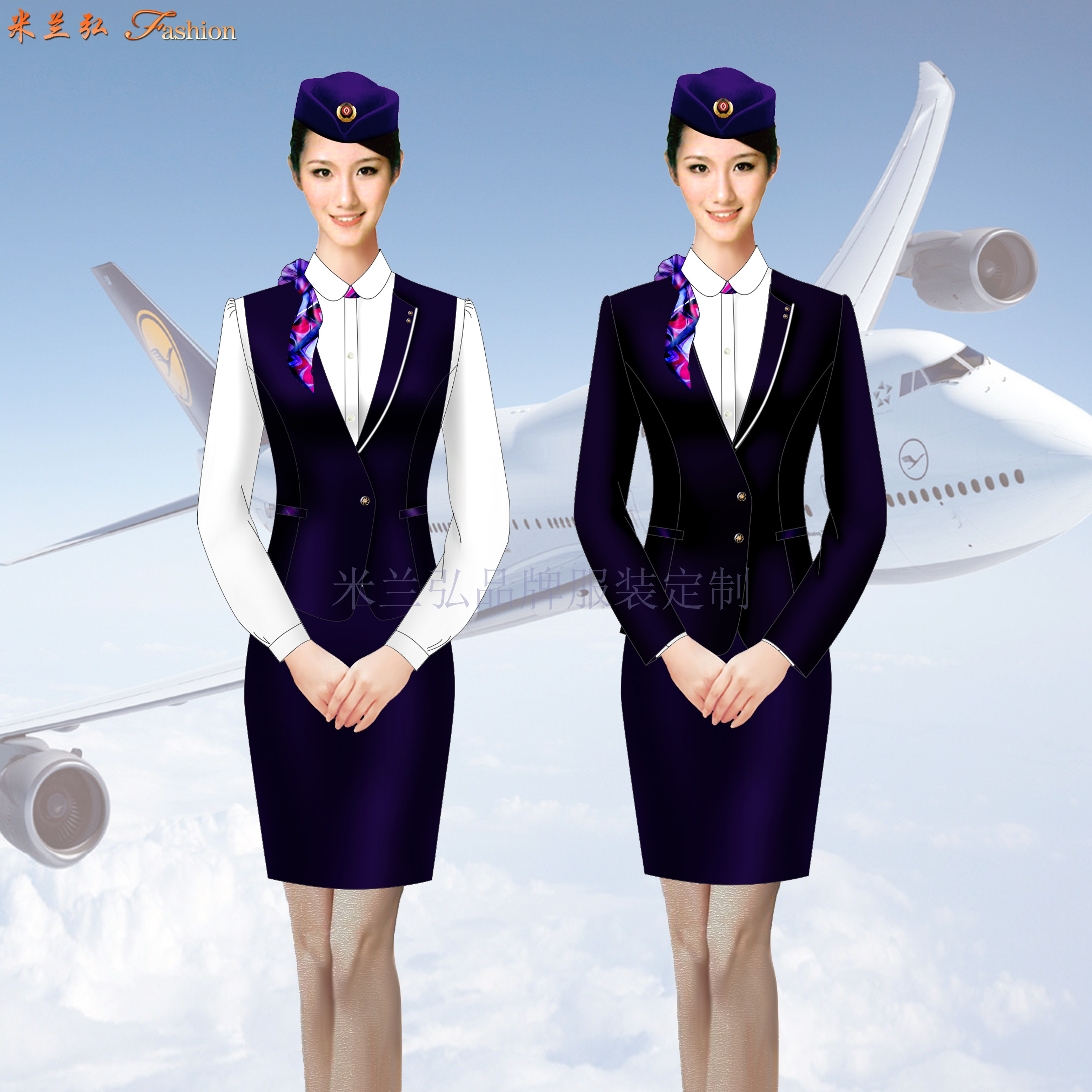 江西空姐服定制-空乘人员服装图片-米兰弘服装-3