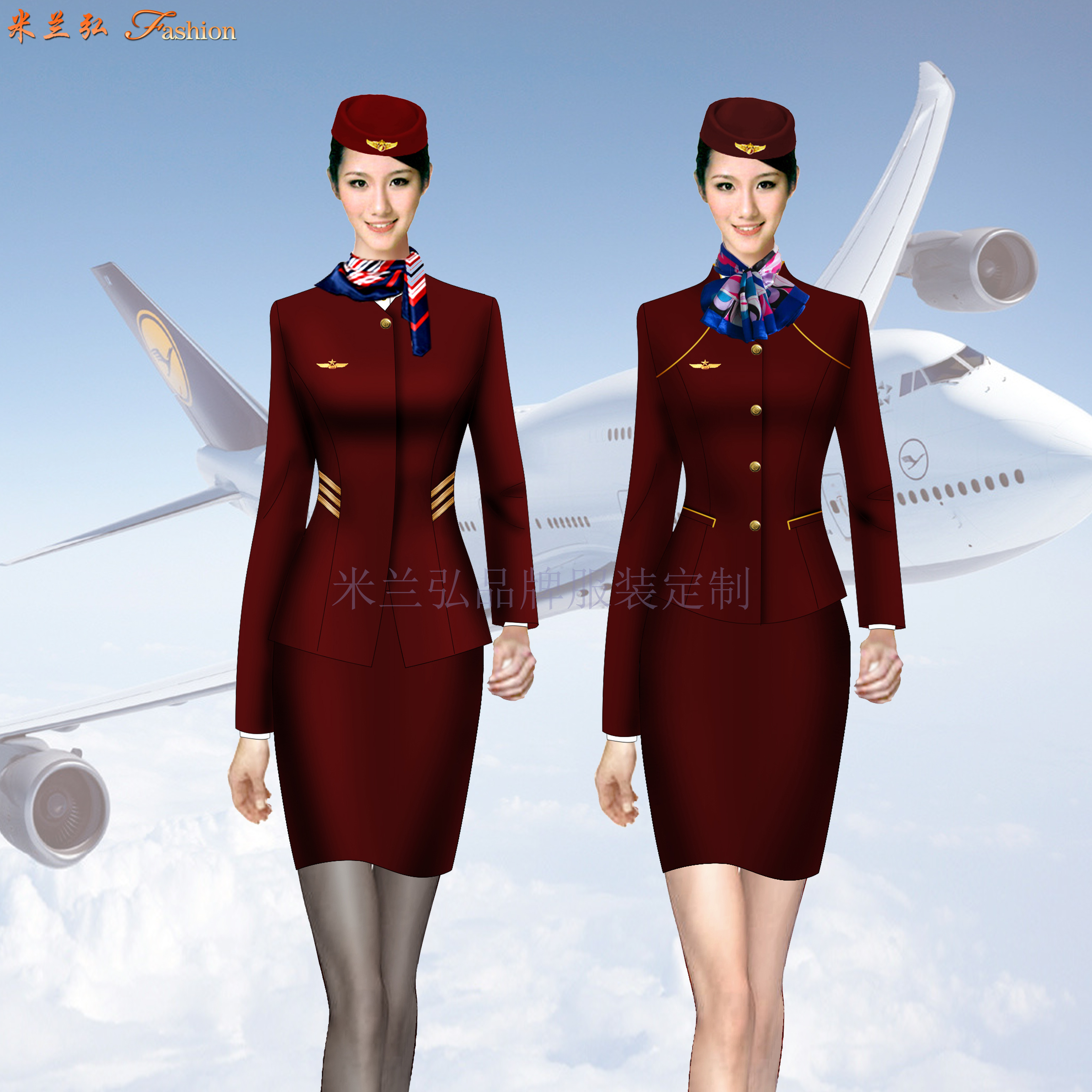江西空姐服定制-空乘人员服装图片-米兰弘服装-5