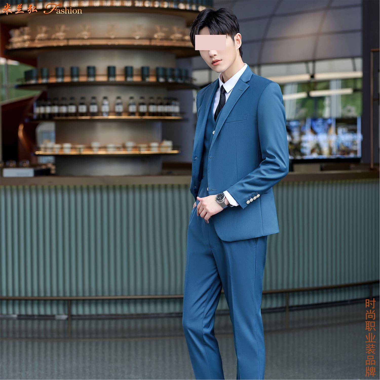 孔雀蓝西服套装图片8