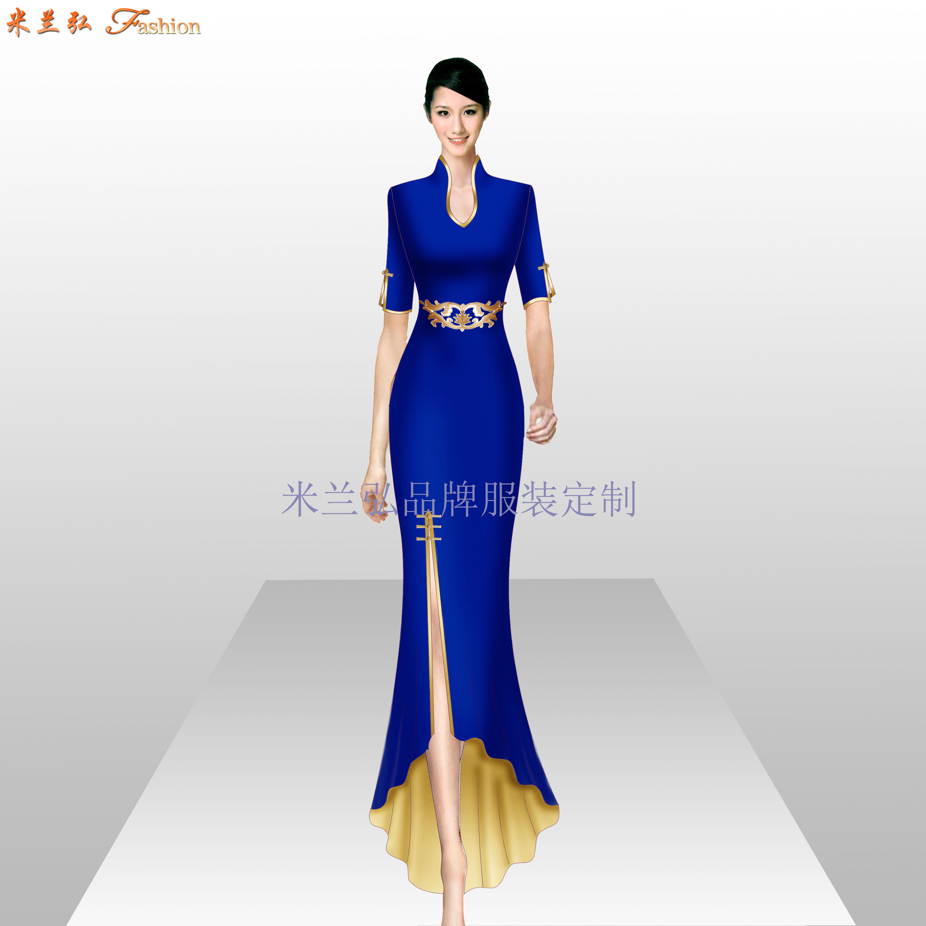 订制手工推绣旗袍_量身定做中式旗袍-米兰弘旗袍厂家-2