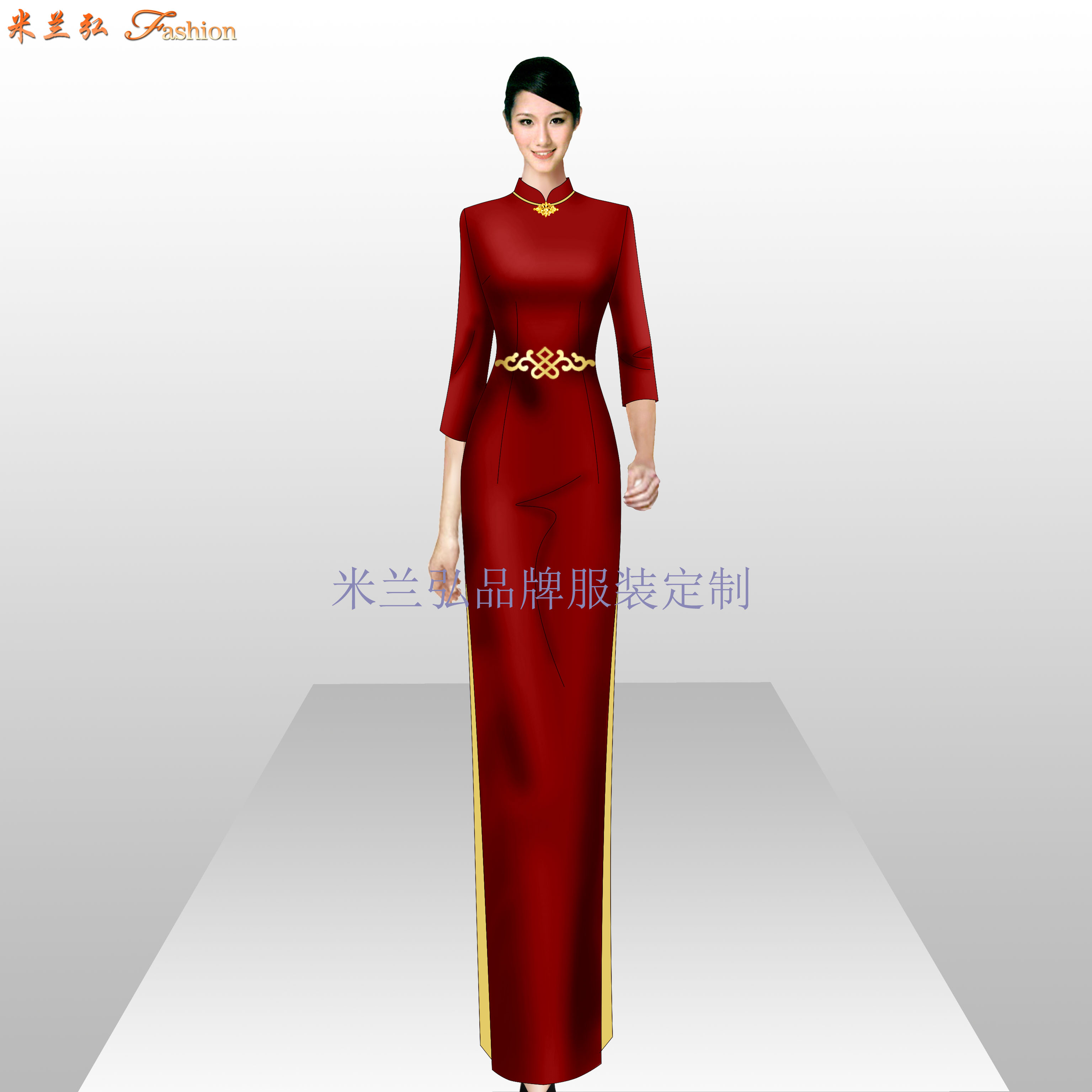 订制手工推绣旗袍_量身定做中式旗袍-米兰弘旗袍厂家-4