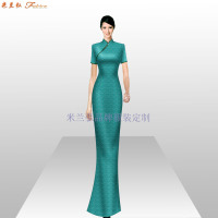订制真丝印花绸旗袍_绣logo旗袍定制-米兰弘旗袍厂家-5
