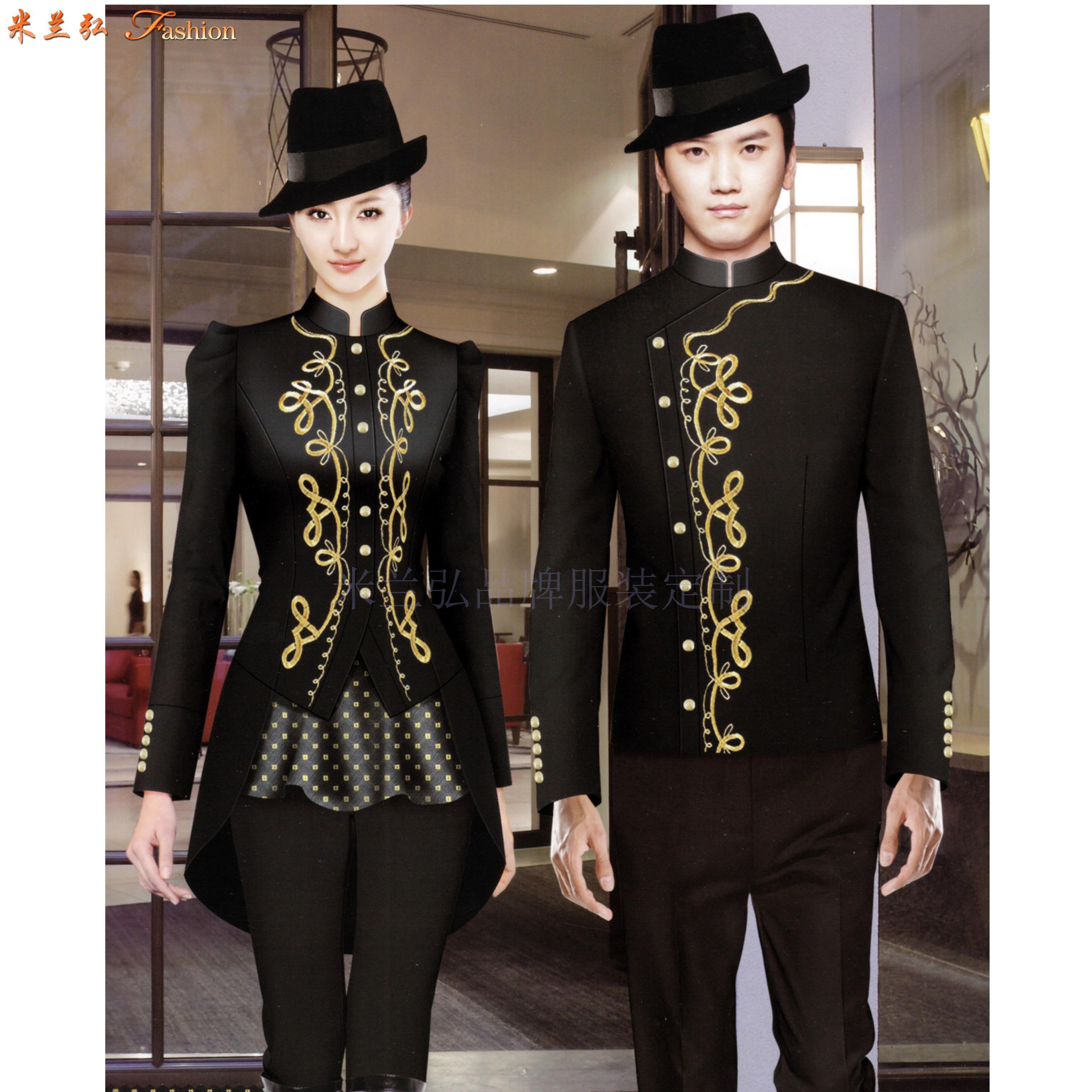 漳州酒店工作服定制_漳州五星酒店工作服-米兰弘服装厂家-1
