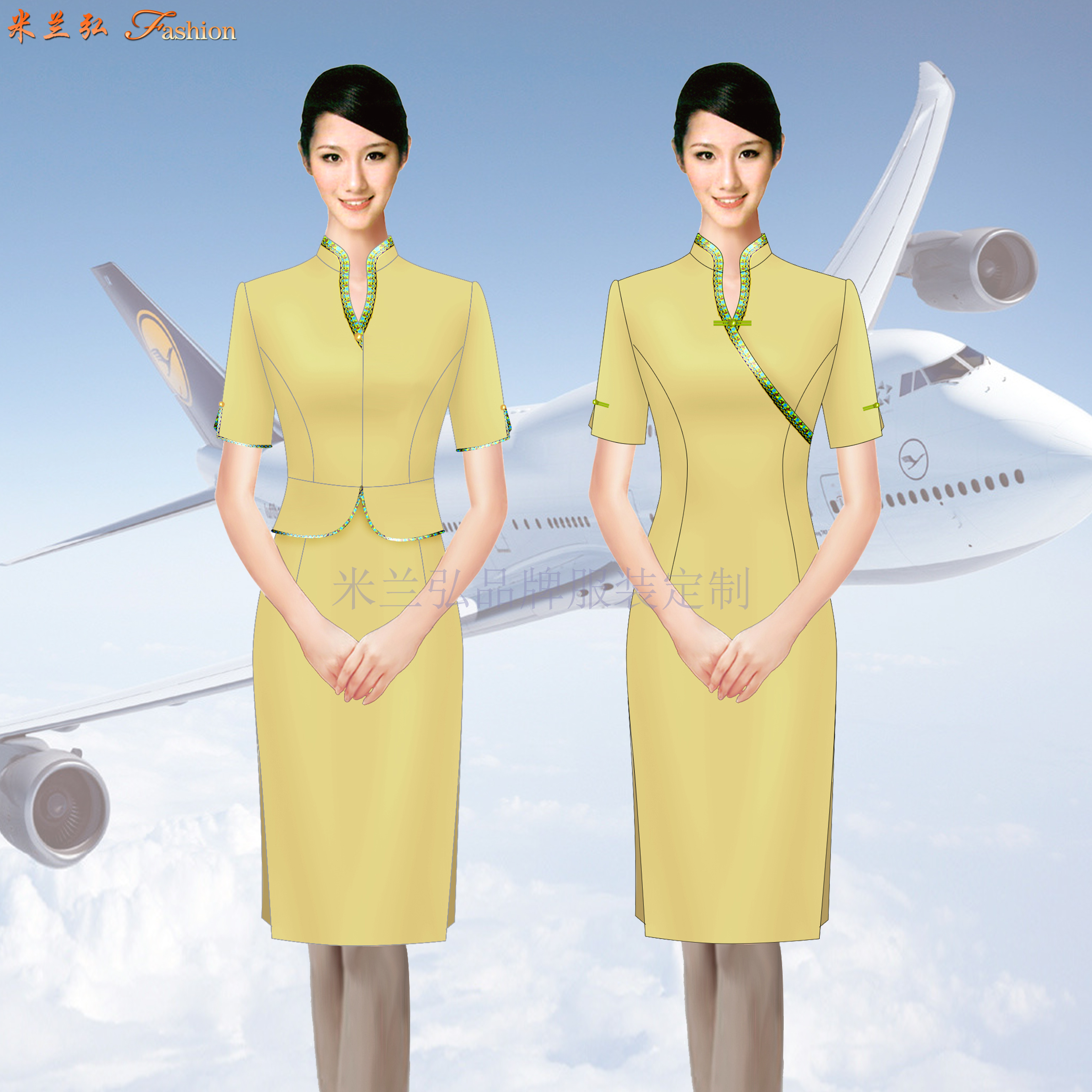 空乘连衣裙_大型航空公司空乘连衣裙定做-米兰弘服装厂家-2