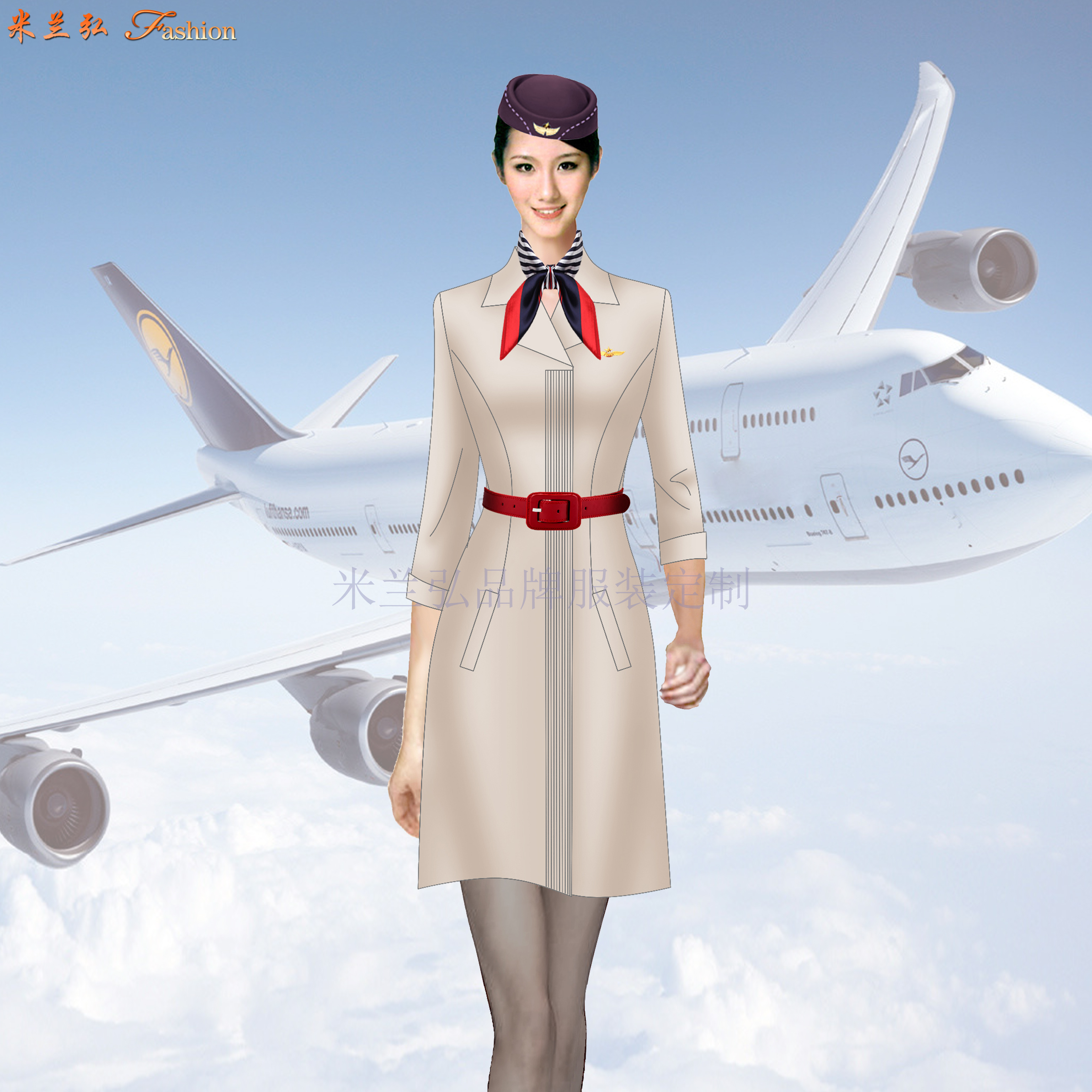 空乘连衣裙_大型航空公司空乘连衣裙定做-米兰弘服装厂家-4