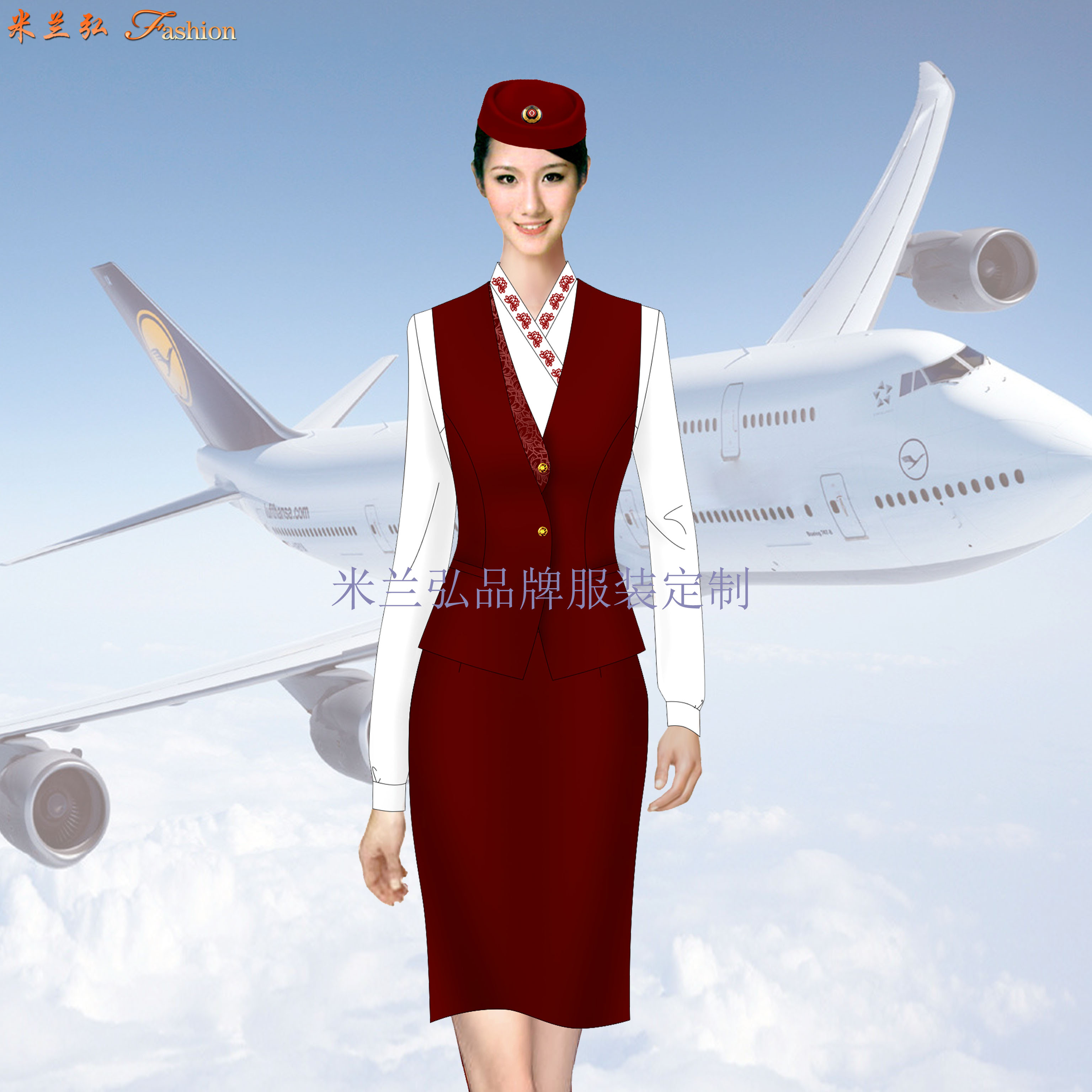 空姐服装春款-定制空姐春秋季套装款式-米兰弘服装厂家-5