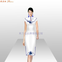 Cheongsam量身定制刺绣真丝旗袍-米兰弘服装-1