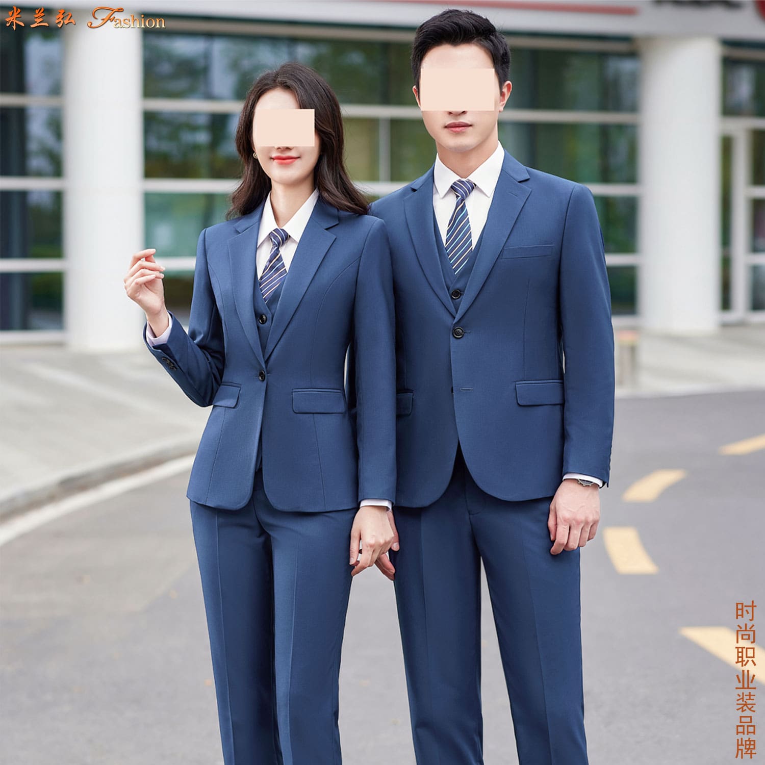 雾霭蓝男女式西服图片11