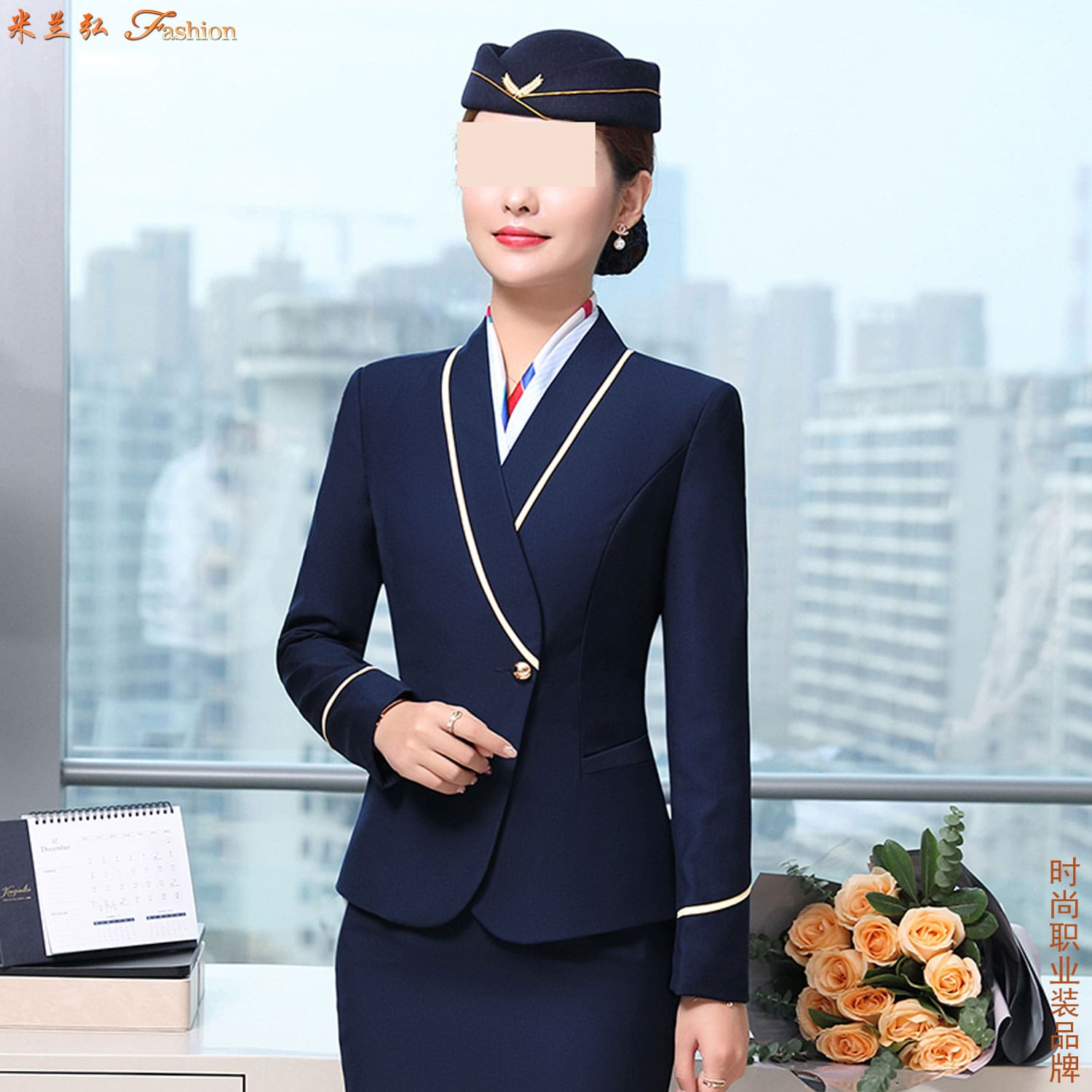 空姐服藏蓝色款式套装h