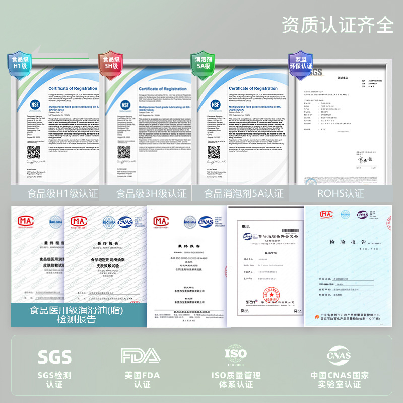 食品医疗行业润滑主图资质认证