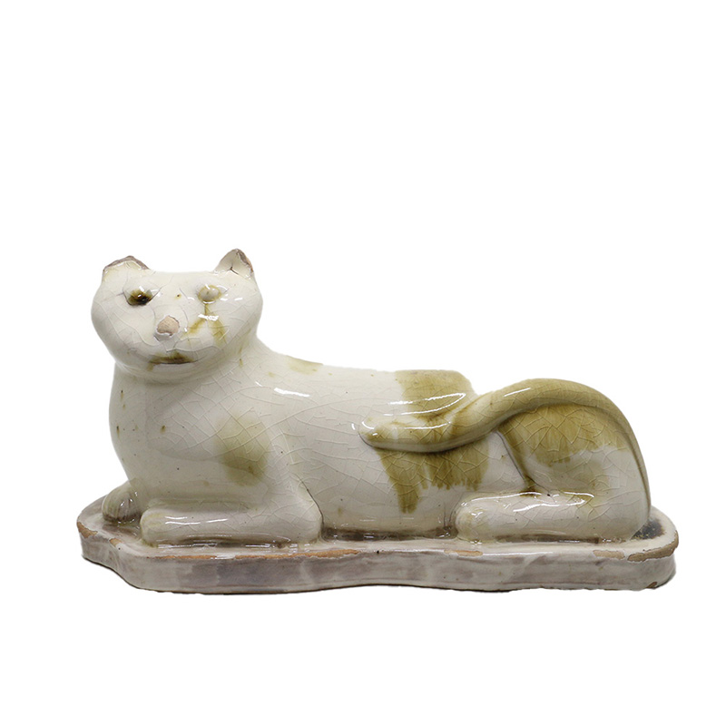 清白釉褐彩猫枕-北京格古瓷枕博物馆