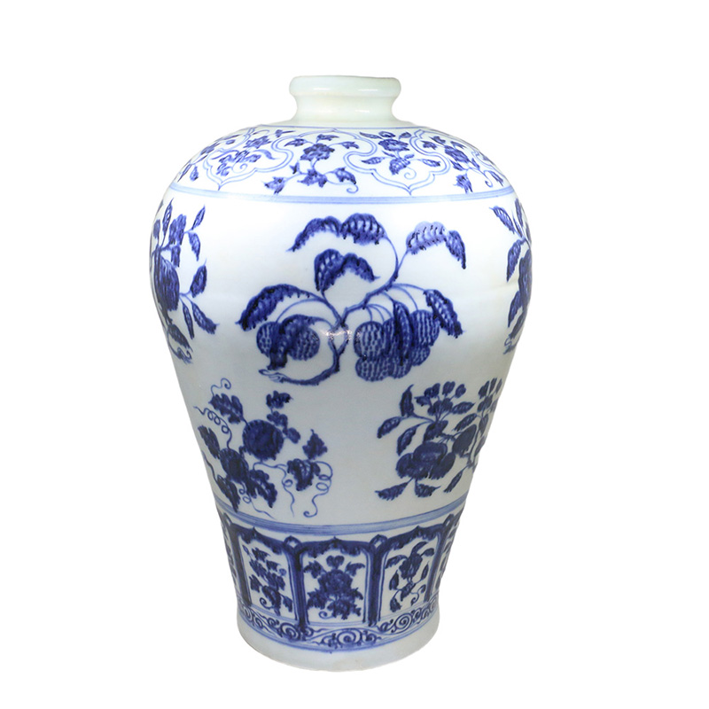 明早期青花花卉纹梅瓶-北京格古瓷枕博物馆