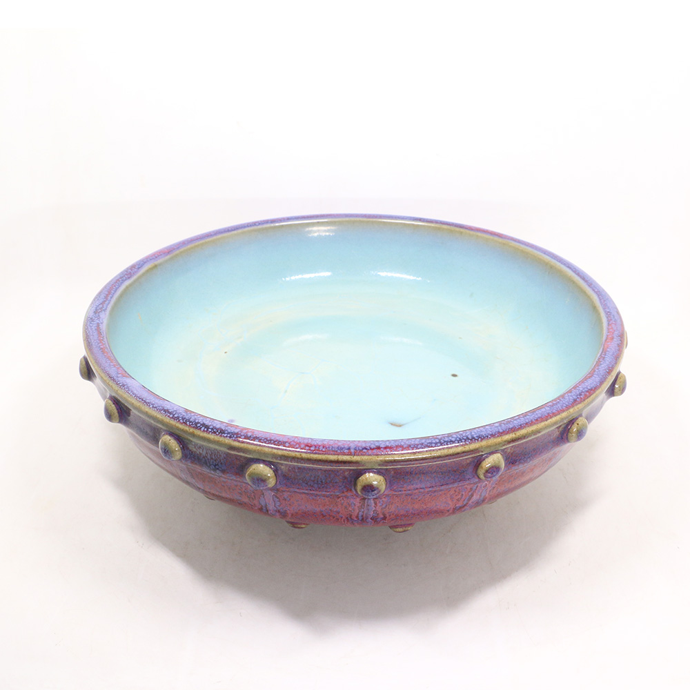 工芸品 旧蔵 宋時代 鈞窯 茄皮紫釉 三足洗 古