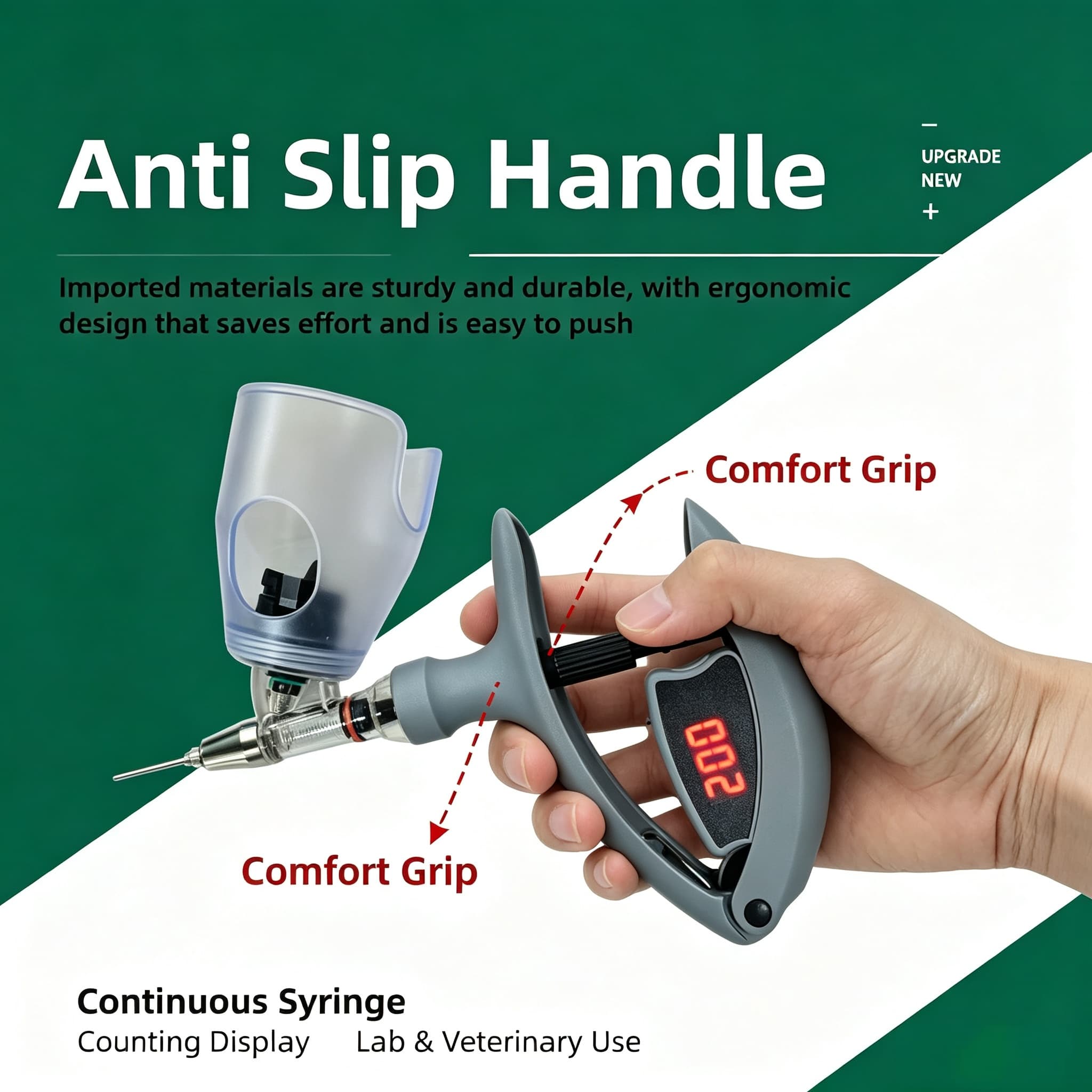 AntiSlipHandleCountingContinuousSyringe,DurableVeterinaryInjectionEquipment
