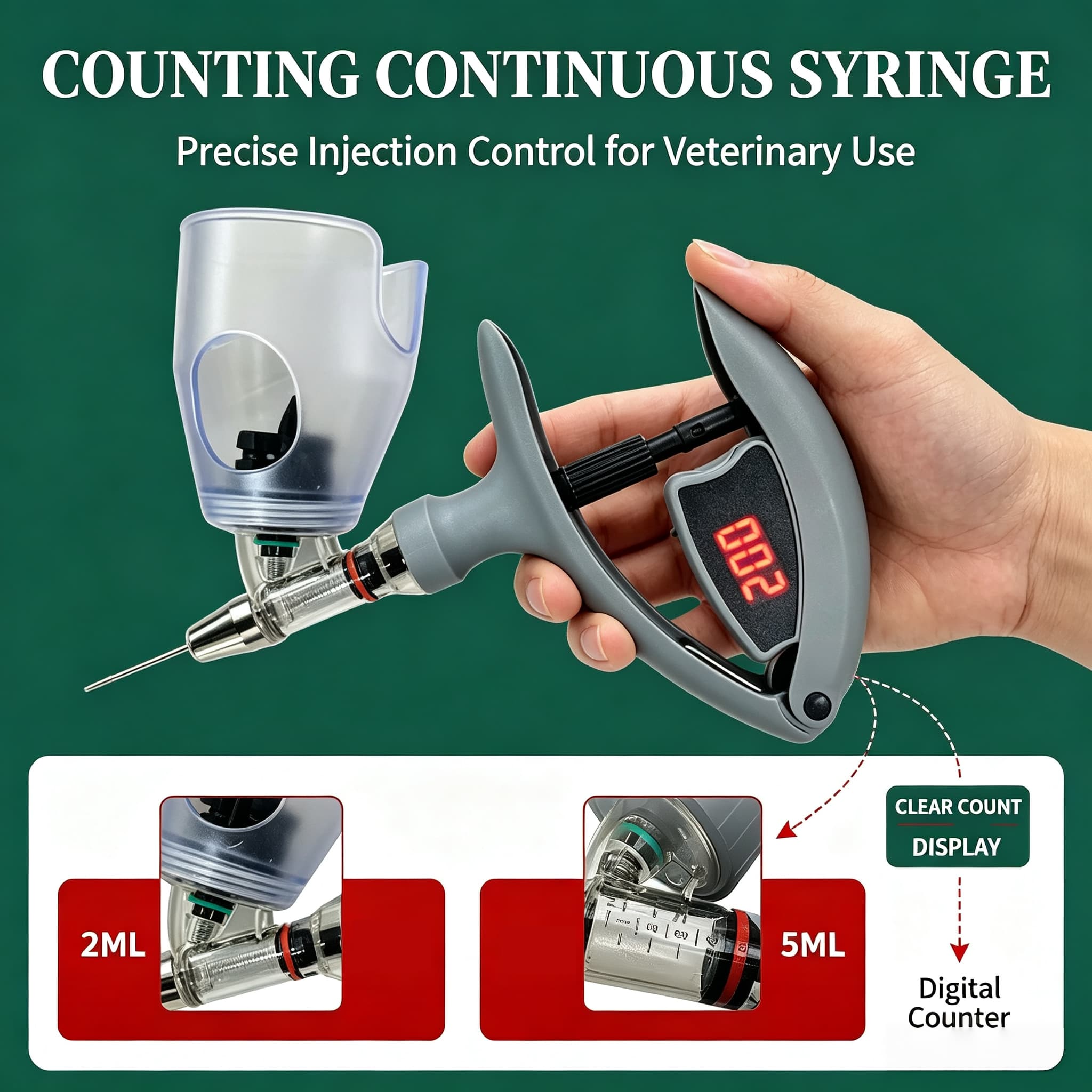DigitalCountingContinuousSyringe,PreciseDoseControlforPigCattleSheepChickenVaccination
