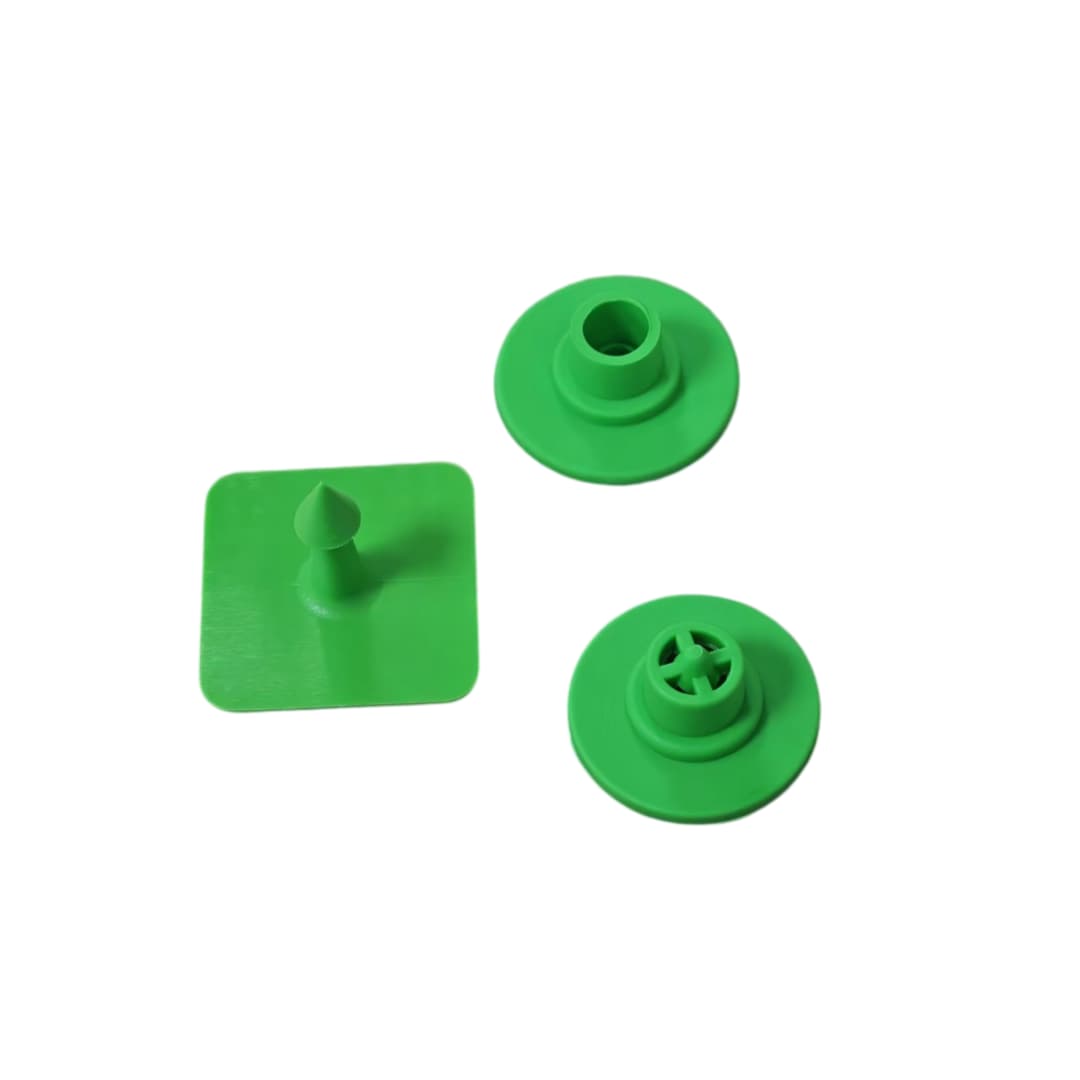 GreensquareTPUlivestockeartagsetwithplasticstudandroundbackingcap