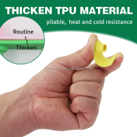 HandbendingyellowthickenedTPUeartagshowingpliablematerial,heatandcoldresistance