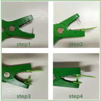 FourstepinstallationguideofTPUeartagusinggreeneartagpliers,step1tostep4