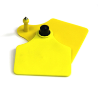 YellowTPUlargeblankcattleeartagwithmetalspikeandblackrivet