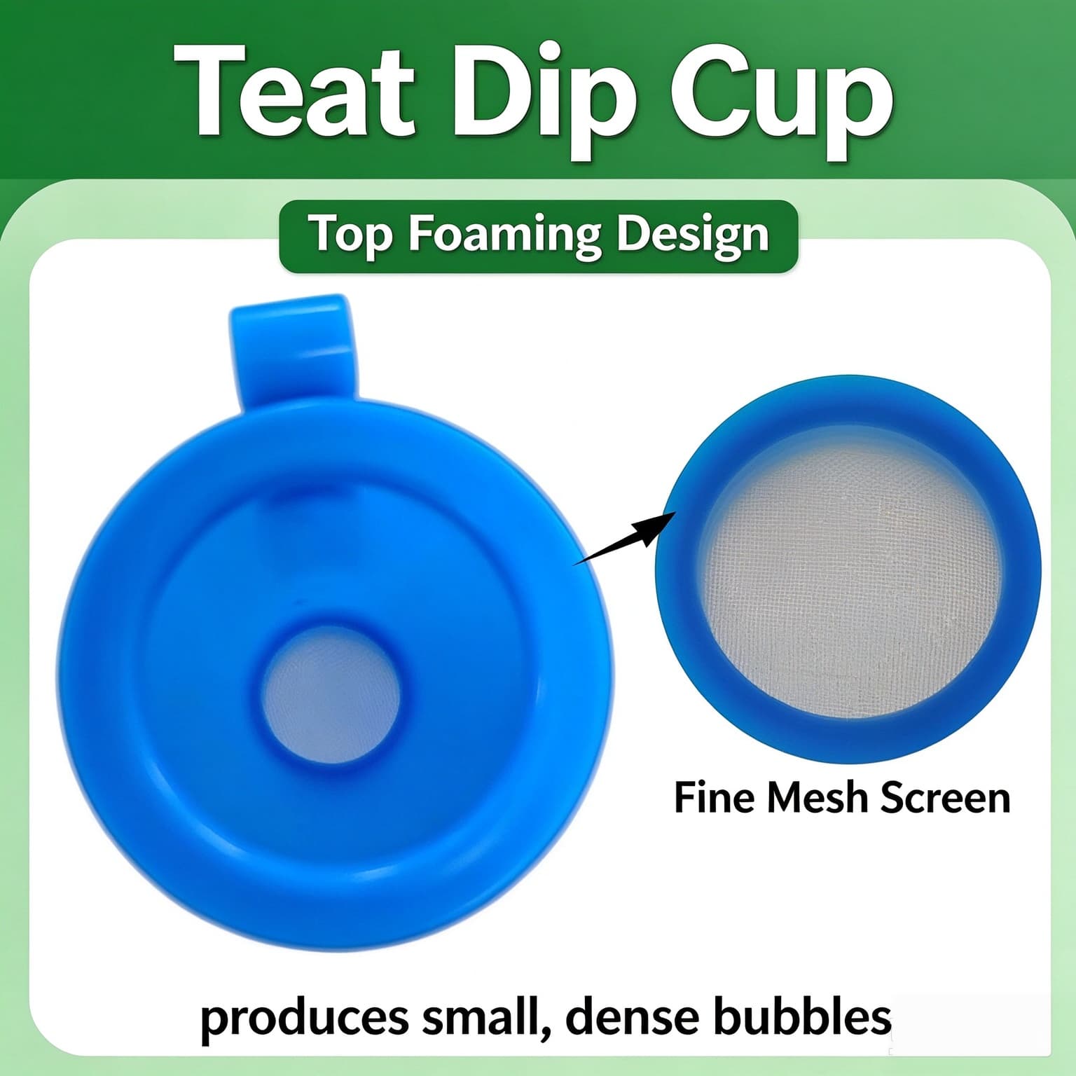 Blueteatdipcuptopfoamingdesignwithfinemeshscreenfordensebubbles