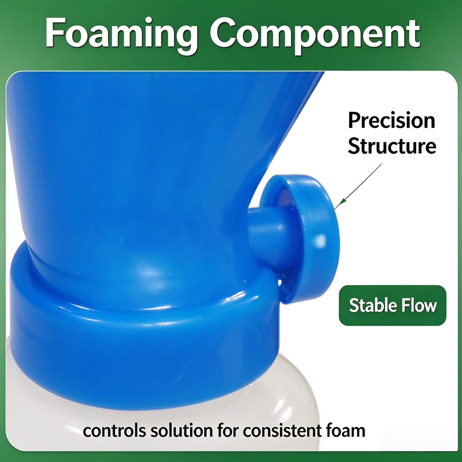 Foamingcomponentdetailofblueteatdipcup,stableflowconsistentfoam