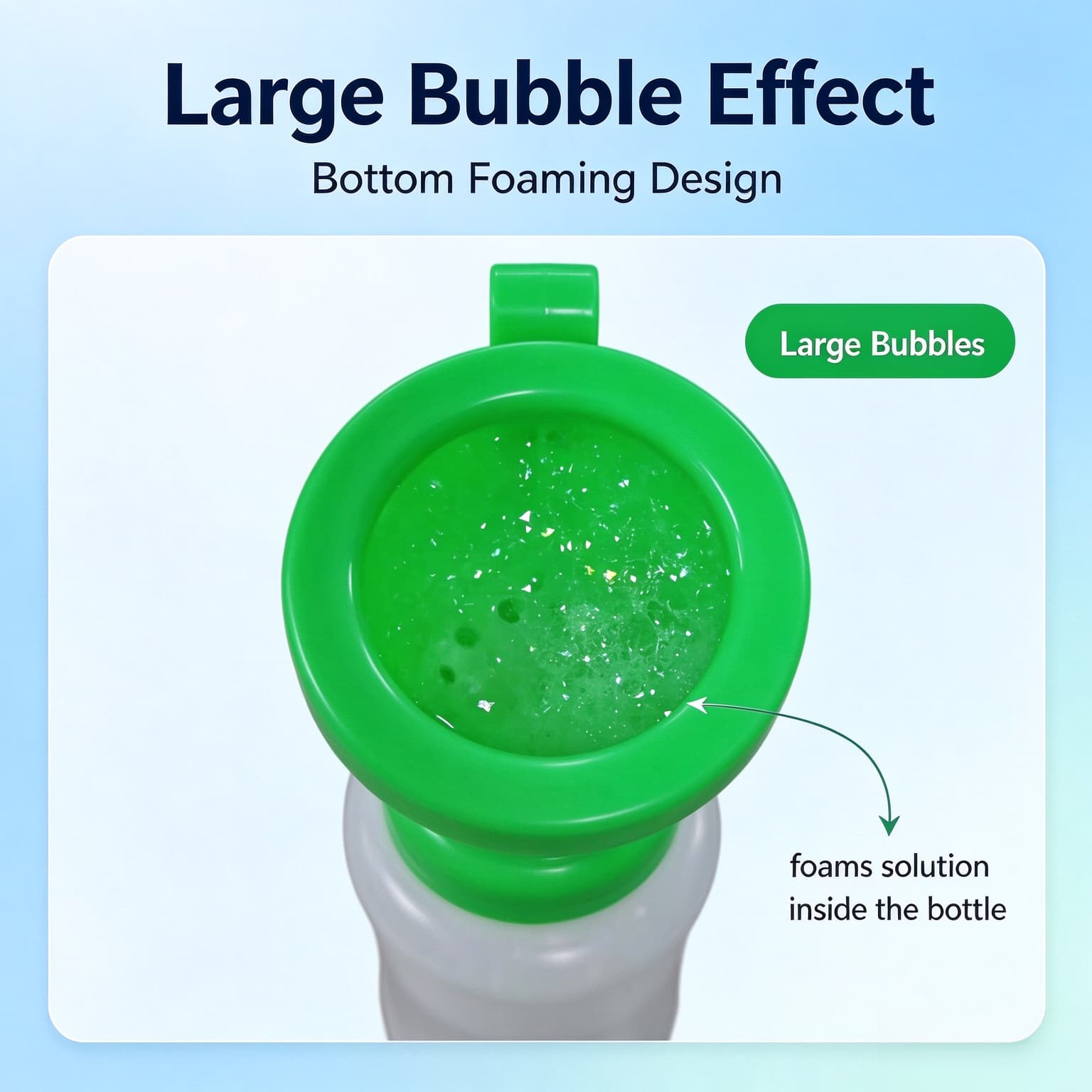 Largebubbleeffectgreenteatdipcup,bottomfoamingdesigninsidebottle