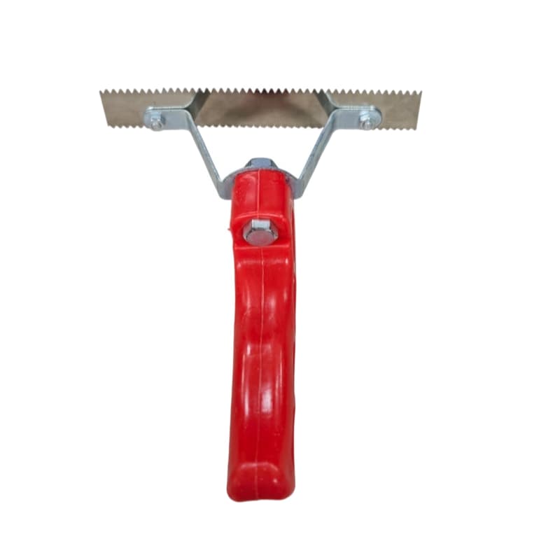 Redhandlemetallivestockgroomingcombserratedscraperfrontview