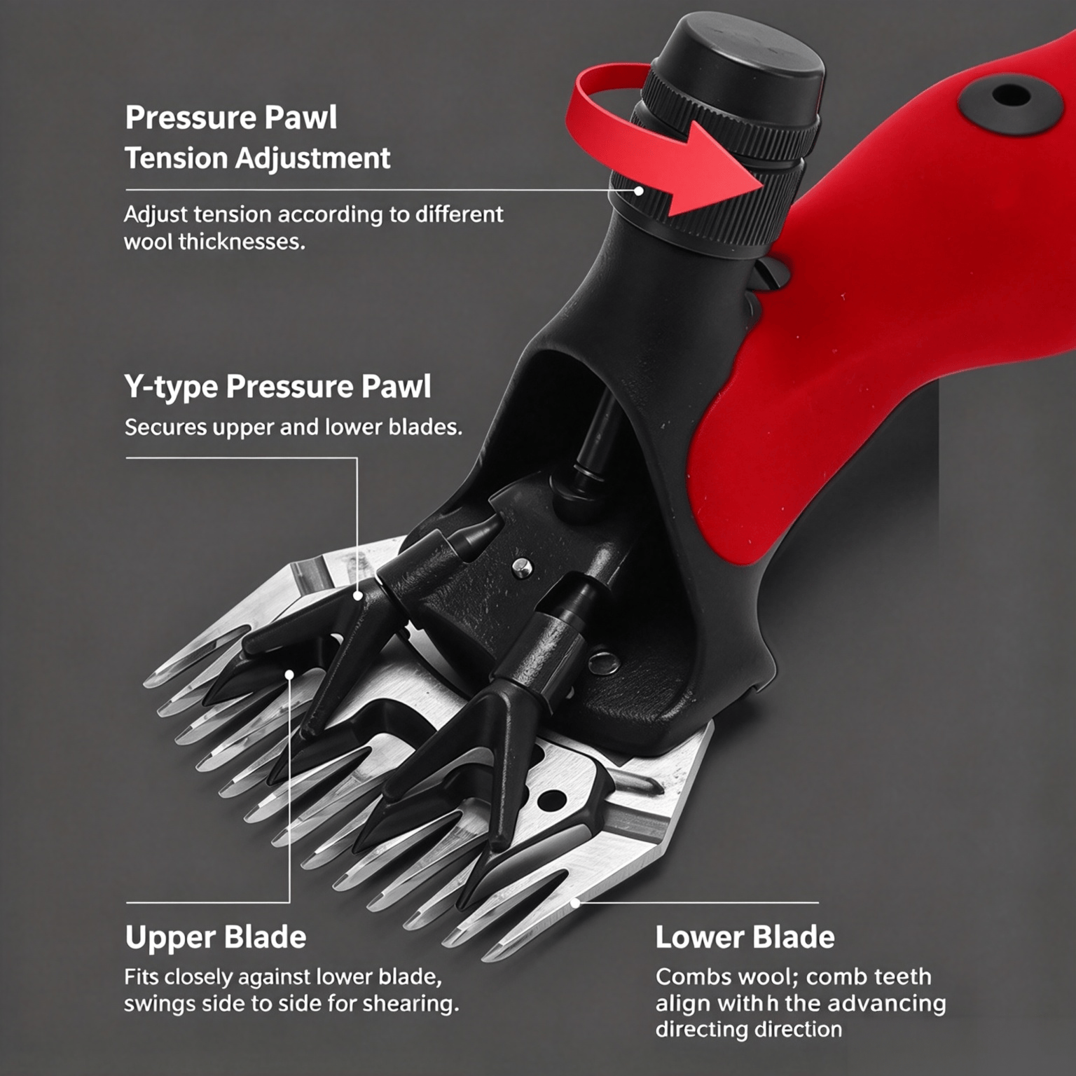 Bladestructurediagramofelectricsheepshear,adjustablebladetensionforwoolcutting