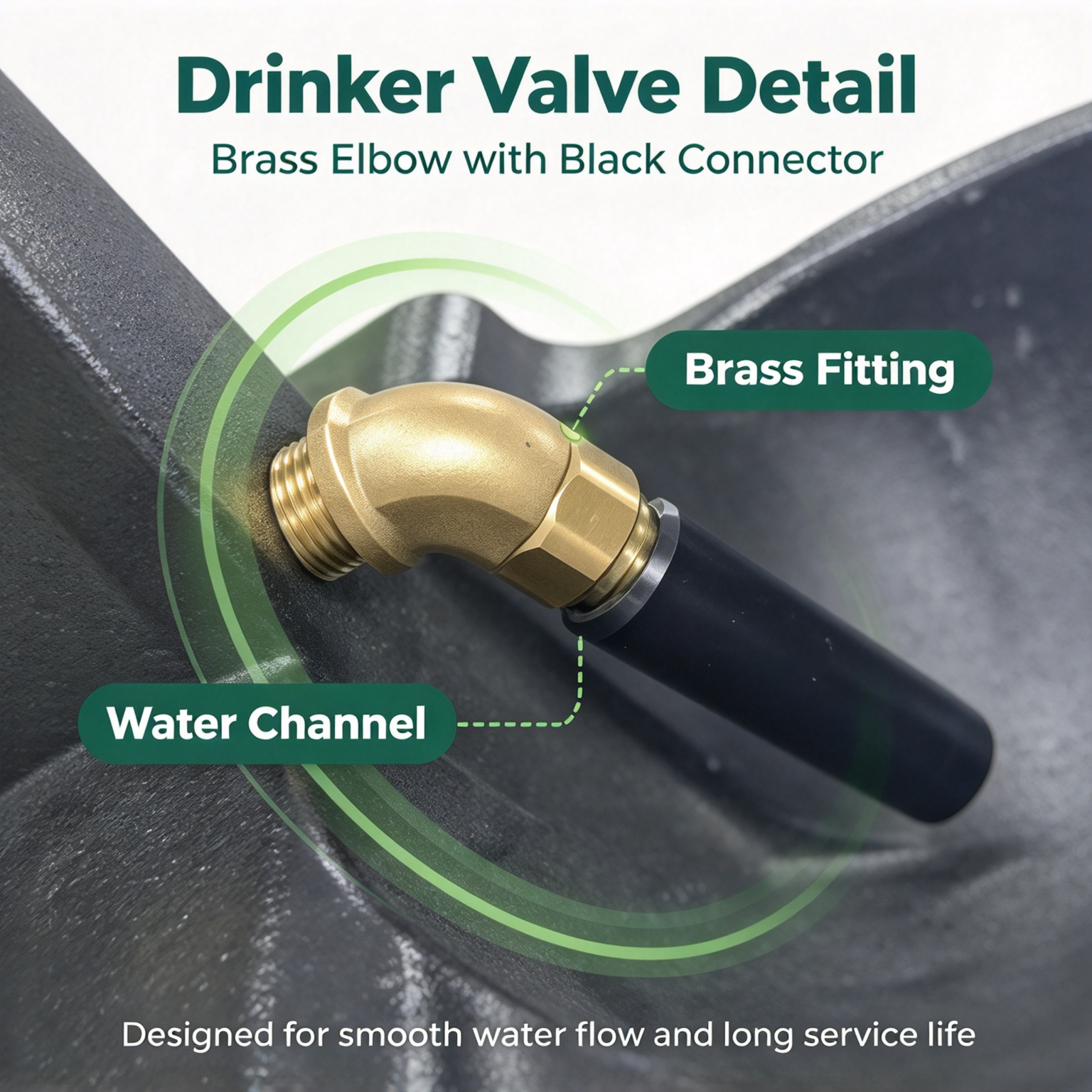 Brasselbowvalvedetailofcastironlivestockwaterbowl,smoothwaterflow