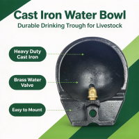 Castironlivestockwaterbowl,heavydutybodybrassvalveeasytoinstallonfarm