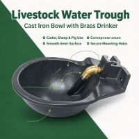 Livestockwatertroughcastironbowlwithbrassdrinkerforcattlesheeppig