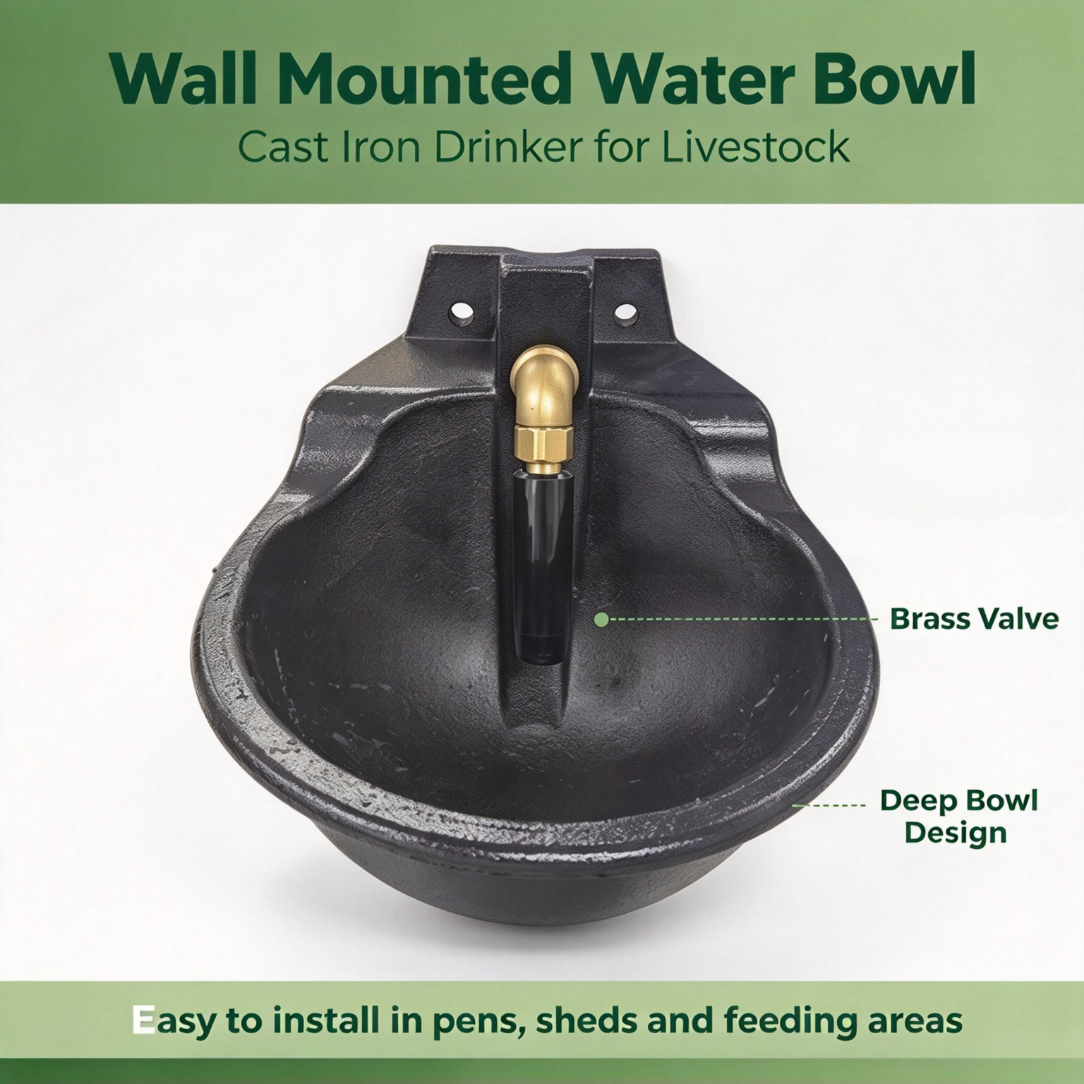 Wallmountedcastironlivestockwaterbowlwithbrassvalveforcattlesheeppigdrinking