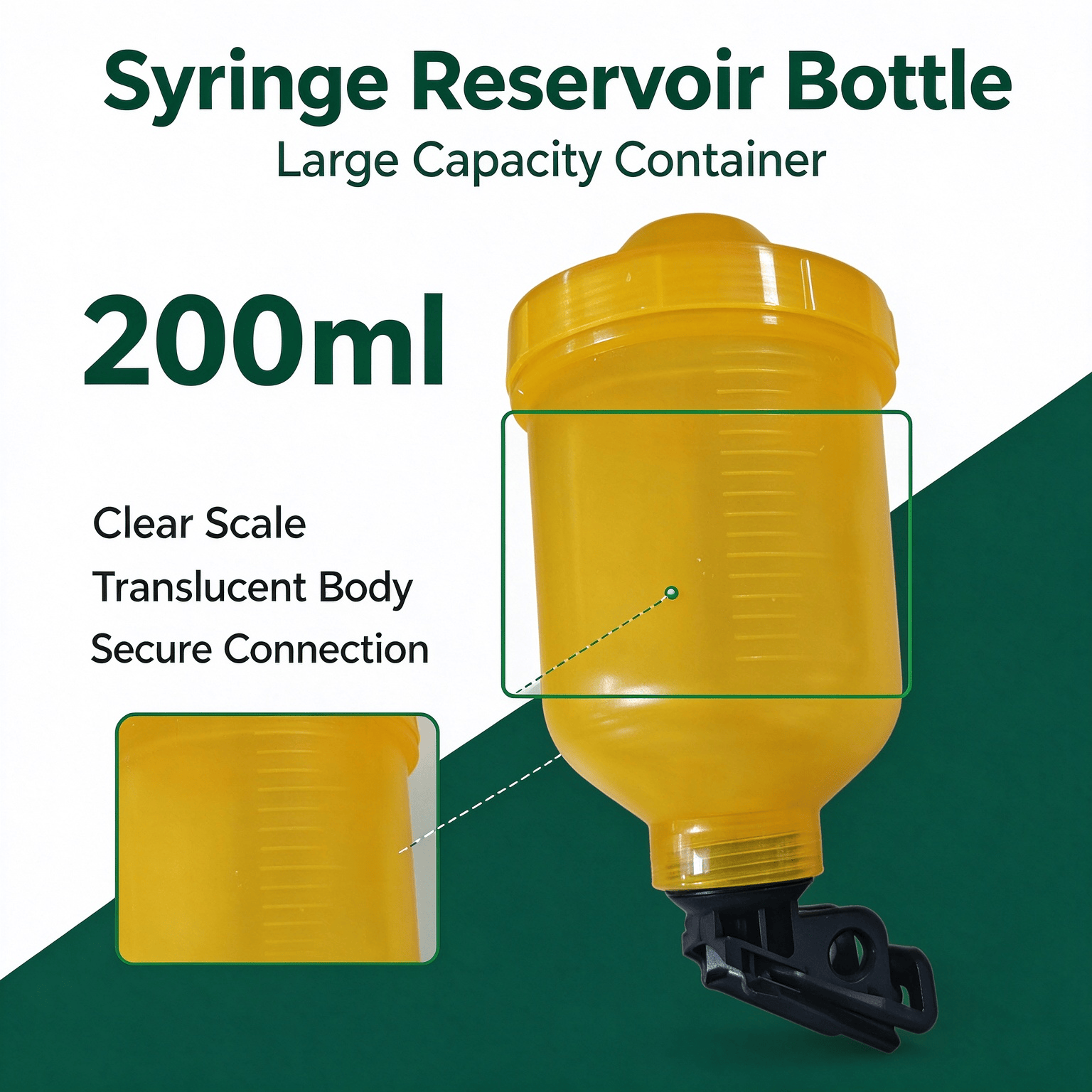 200mlsyringereservoirbottletranslucentwithclearscaleforcontinuousveterinaryinjector