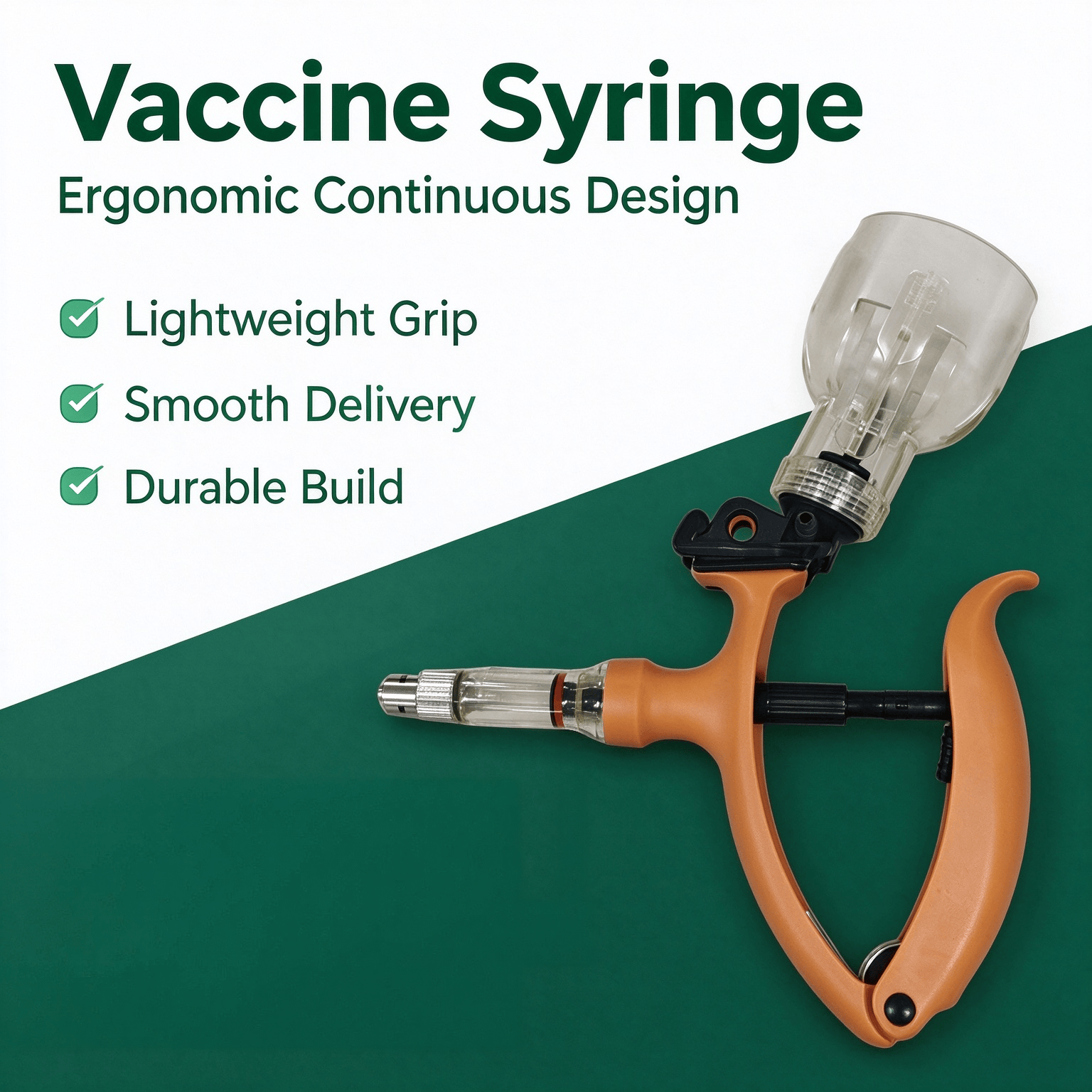 Ergonomiccontinuousvaccinesyringelightweightgripsmoothdeliverydurablebuild